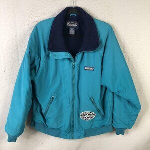Vintage Lands' End Squall Jacket Mens Medium Blue Bomber Luckenbach Texas USA
